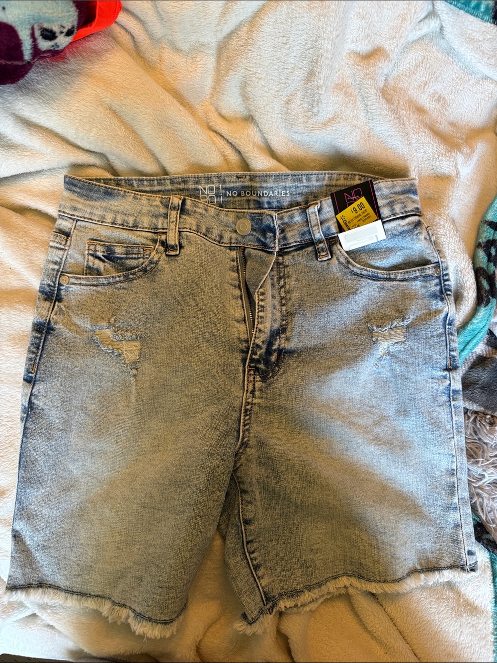 No Boundaries Light Wash Distressed Denim Shorts - Light Blue